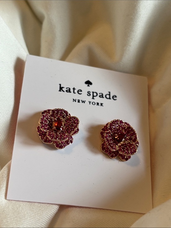 kate spade Jewelry - kate spade Scarlet blossom  rose Gold-Tone Pink Crystal  layered Stud Earrings